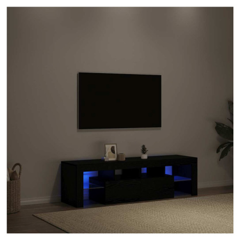 vidaXL TV stolek s LED černý dub 140 x 36,5 x 40 cm kompozitní dřevo