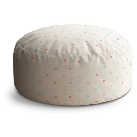 Taburet Circle Barevné tečky na béžové: 38x48 cm