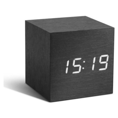 Tmavě šedý budík s bílým LED displejem Gingko Cube Click Clock
