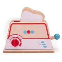 Bigjigs Toys Dřevěný hrací toaster s puntíky