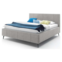 Světle šedá čalouněná dvoulůžková postel s úložným prostorem s roštem 160x200 cm Lizzano – Meise