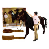 Panenka jezdce s velkým hnědým koníkem