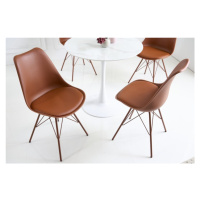 Estila Designová hnědá jídelní židle Scandinavia z eko kůže v moderním stylu 85 cm