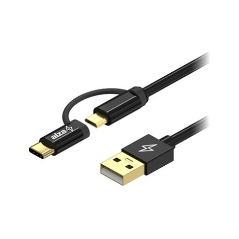 AlzaPower AluCore 2in1 USB-A to Micro USB/USB-C 2m černý