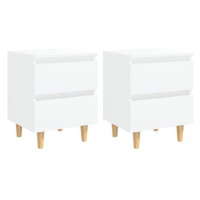SHUMEE Noční stolky s nohami z borovice 2 ks bílé 40 × 35 × 50 cm, 805852