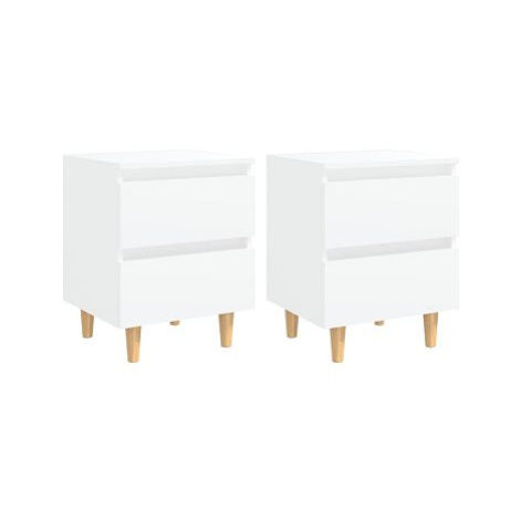 SHUMEE Noční stolky s nohami z borovice 2 ks bílé 40 × 35 × 50 cm, 805852