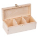 FK Dřevěná krabička na čaj s přihrádkami, se zámkem - 22x10x8 cm, Přírodní