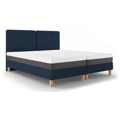 Tmavě modrá čalouněná dvoulůžková postel s roštem 180x200 cm Lotus – Mazzini Beds Mazzini Sofas