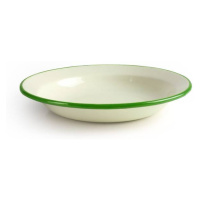 Smaltovaný talíř hluboký 22cm se zeleným okrajem - Ibili