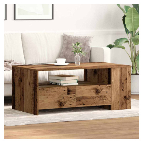 vidaXL Konferenční stolek se zásuvkou Staré dřevo 102 x 55 x 43,5 cm