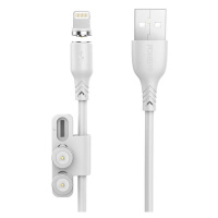 Magnetický kabel 3 v 1 z USB na USB-C / Lightning / Micro USB Foneng X62, 2,4 A, 1 m (bílý)