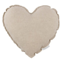 Cotton & Sweets Mini lněný polštář srdce přírodní 28 cm