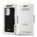 Zadní kryt DKNY Liquid Silicone Silver Metal Logo Magsafe pro Apple iPhone 15 Pro, černá