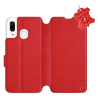 Flip pouzdro na mobil Samsung Galaxy A40 - Červené - kožené - Red Leather