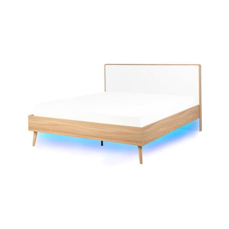 BELIANI postel s LED SERRIS 140 × 200 cm, dřevěná, světle hnědá