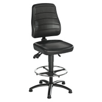eurokraft pro Pracovní otočná židle, koženka, s podlahovými patkami a nožním kruhem