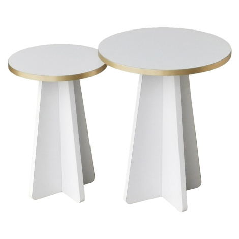 Kalune Design Sada odkládacích stolků Mushroom 2 bílá/zlatá