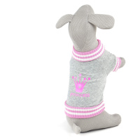 Vsepropejska Boss mikina pro psa s úplety Barva: Šedo-růžová, Délka zad (cm): 27, Obvod hrudníku