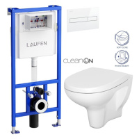 LAUFEN Rámový podomítkový modul CW1 SET s bílým tlačítkem + WC CERSANIT ARTECO CLEANON + SEDÁTKO