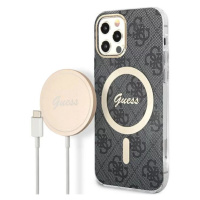 Kryt Guess Case + Charger Set iPhone 12/12 Pro black hard case 4G Print MagSafe (GUBPP12MH4EACSK