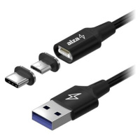 AlzaPower MagCore 2in1 USB-A to Micro USB/USB-C 100W 1m černý