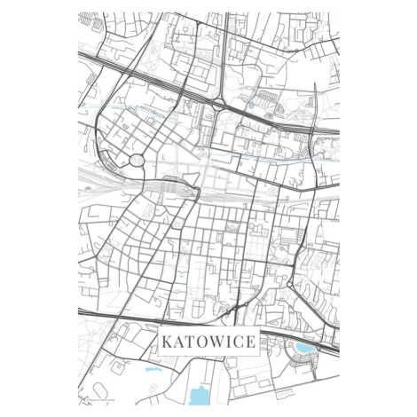 Mapa Katovice white, (26.7 x 40 cm)