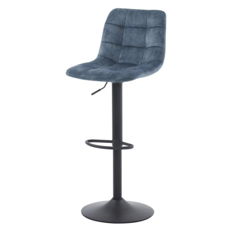 Barová židle TOVARA — kov, látka, modrá
