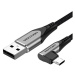 Vention Reversible 90° USB 2.0 -> microUSB Cotton Cable Gray 1m Aluminium Alloy Type