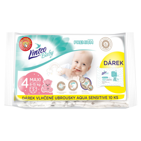 Linteo Baby PREMIUM 4 Maxi 8-15 kg dětské plenky 5 ks +dárek Linteobaby