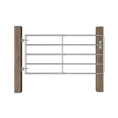 Brána na pastvinu ocelová 5 tyčí (95–170) × 90 cm stříbrná SHUMEE