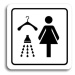 Accept Piktogram "šatna se sprchou ženy" (80 × 80 mm) (bílá tabulka - černý tisk)