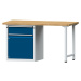 ANKE Dílenský stůl s rámovou konstrukcí, 1 zásuvka 180 mm, 1 dveře 540 mm, šířka 1500 mm, bukový