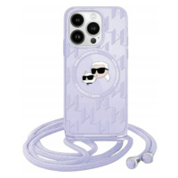 Pouzdro Karl Lagerfeld pro iPhone 15 Pro 6.1 fialové Crossbody MagSafe