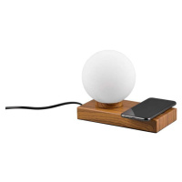 Bílo-hnědá stolní lampa s bezdrátovou nabíječkou (výška 15 cm) Chloe – Trio