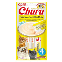 Inaba Churu cat snack kuře, sýr a hovězí příchutí 4x14g