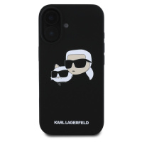 Zadní kryt Karl Lagerfeld Liquid Silicone Double Heads MagSafe pro Apple iPhone 16 Plus, černá