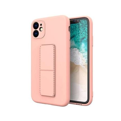 Kickstand silikonový kryt na iPhone 11 Pro, růžový