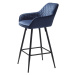 Furniria Designová barová židle Dana modrý samet