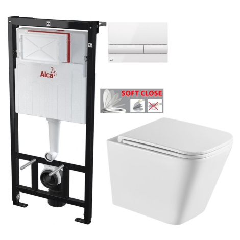 ALCADRAIN Sádromodul předstěnový instalační systém s bílým tlačítkem M1710 + WC INVENA FLORINA W AKCE/SET/ALCA