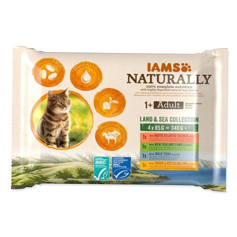 Kapsička IAMS Naturally mořské a suchozemské maso v omáčce multipack (4x85g) 340 g