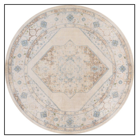 Koberec ASTRA sloní kost / modrý kruh