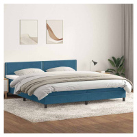 vidaXL Postel Box Spring s matrací Dark Blue 200x220 cm samet