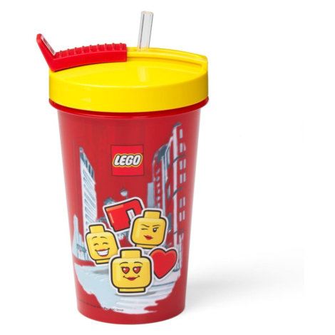 LEGO ICONIC Girl kelímek s brčkem - žlutá/červená