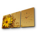 Wallity 3 dílné dekorativní nástěnné hodiny Klota žluto-hnědé