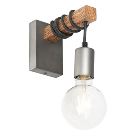Průmyslová nástěnná lampa ocel se dřevem - Gallow QAZQA