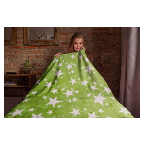 Top textil Mikroflanelová deka Hvězdy 150x200 cm zelená