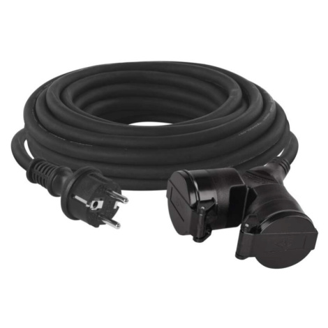 Venkovní prodlužovací kabel 10 m / 2 zásuvky / černý / guma / 230 V / 1,5 mm2 EMOS