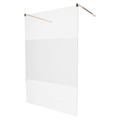 MEXEN/S KIOTO samostatně stojící sprchová zástěna 110 x 200, transparent/matné sklo 8 mm, růžové