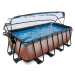 Bazén s krytem a pískovou filtrací Wood pool Exit Toys ocelová konstrukce 400*200*122 cm hnědý o