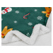Vánoční tmavě zelená beránková deka z mikroplyše SNĚHULÁK A PERNÍČEK Rozměr: 160 x 200 cm